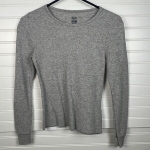 Fruit of the Loom Gray Long Sleeve Ribbed Top